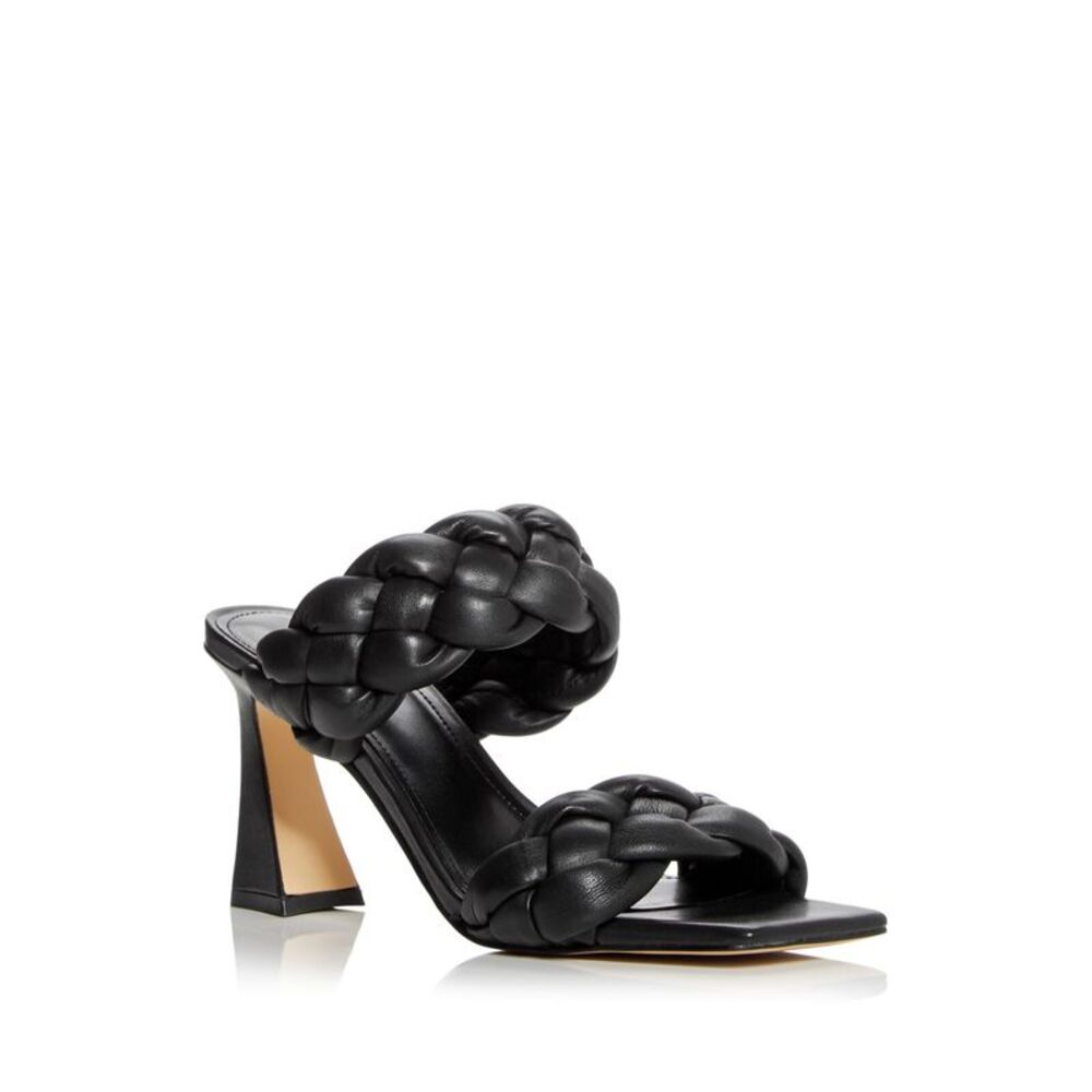 MARC FISHER Womens Black Hammy Toe Flare Slip On Leather Heeled Sandal 5 M